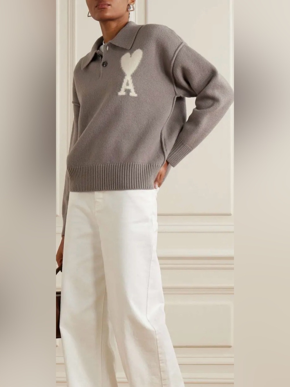 AMI PARIS INTARSIA POLO SWEATER UNISEX SIZE SMALL